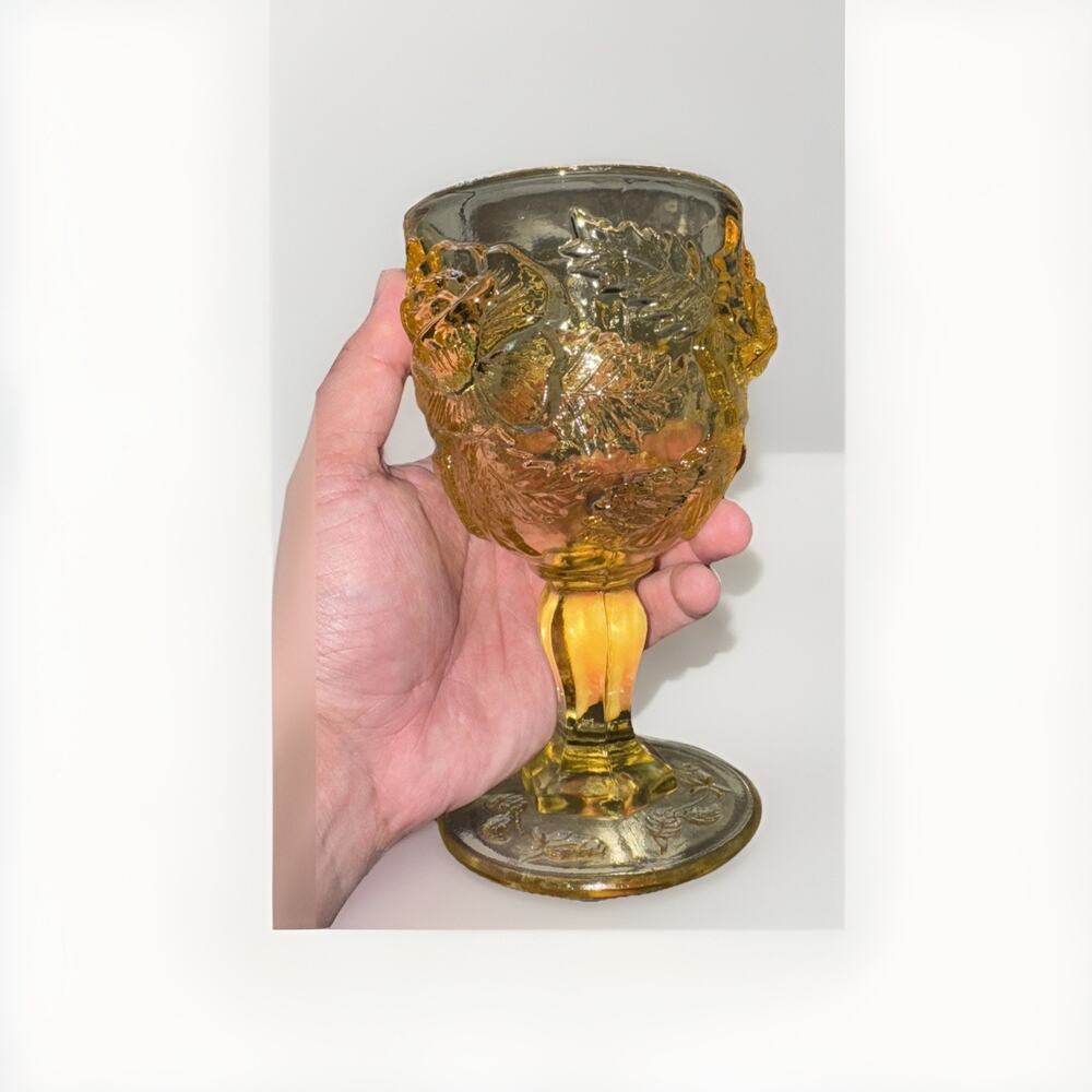 Madonna Inn Fenton Wine Goblets Glasses Wild Rose 5" Yellow 1970s